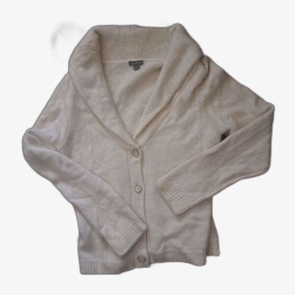 Ann Taylor Size L button up V Neck super Soft Angola Rabbit & Lamb Wool Sweater - Picture 9 of 9